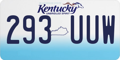 KY license plate 293UUW