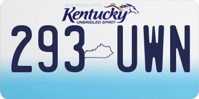 KY license plate 293UWN