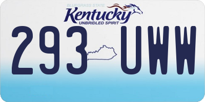 KY license plate 293UWW