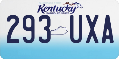 KY license plate 293UXA