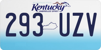 KY license plate 293UZV