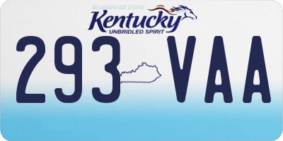 KY license plate 293VAA