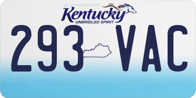 KY license plate 293VAC