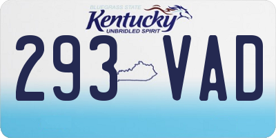 KY license plate 293VAD