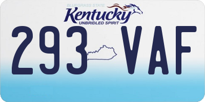 KY license plate 293VAF