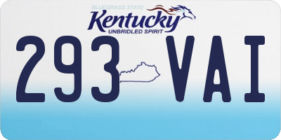 KY license plate 293VAI
