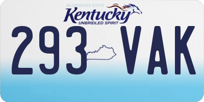 KY license plate 293VAK