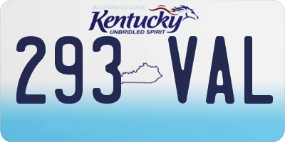 KY license plate 293VAL