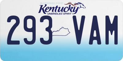KY license plate 293VAM
