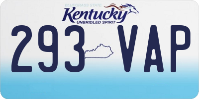 KY license plate 293VAP