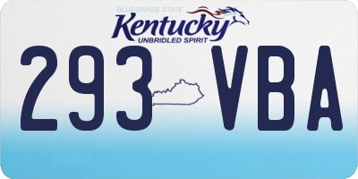 KY license plate 293VBA