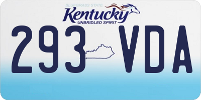 KY license plate 293VDA