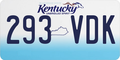 KY license plate 293VDK
