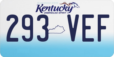 KY license plate 293VEF