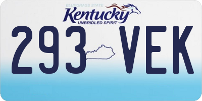 KY license plate 293VEK
