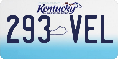 KY license plate 293VEL