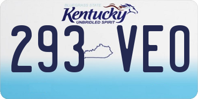 KY license plate 293VEO