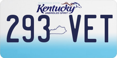 KY license plate 293VET