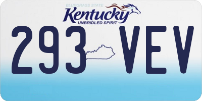 KY license plate 293VEV