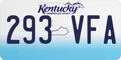 KY license plate 293VFA