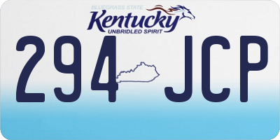 KY license plate 294JCP