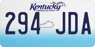 KY license plate 294JDA