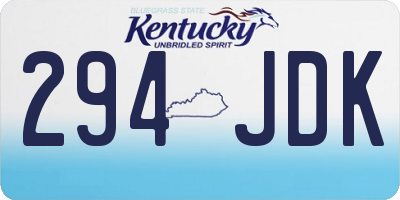 KY license plate 294JDK