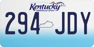 KY license plate 294JDY