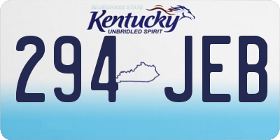 KY license plate 294JEB