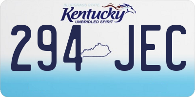 KY license plate 294JEC