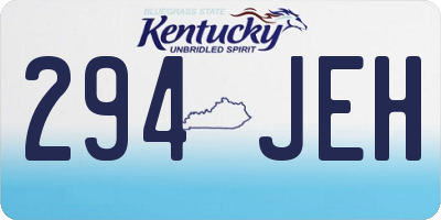 KY license plate 294JEH
