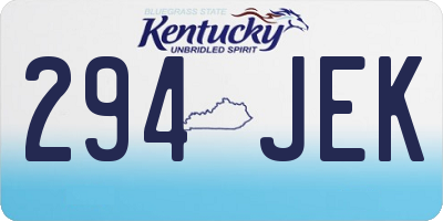 KY license plate 294JEK