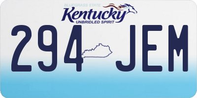 KY license plate 294JEM