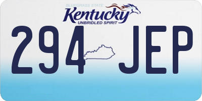 KY license plate 294JEP