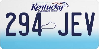 KY license plate 294JEV