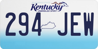 KY license plate 294JEW