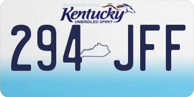 KY license plate 294JFF