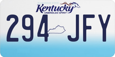 KY license plate 294JFY