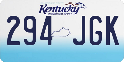 KY license plate 294JGK