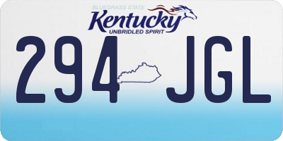 KY license plate 294JGL