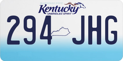KY license plate 294JHG