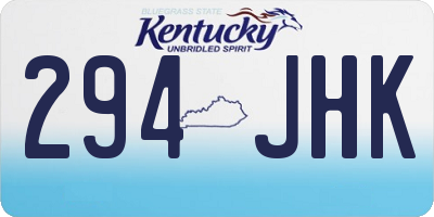 KY license plate 294JHK