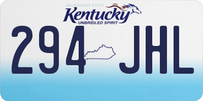 KY license plate 294JHL