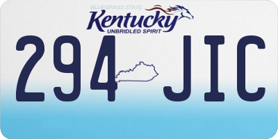 KY license plate 294JIC