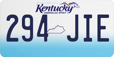 KY license plate 294JIE