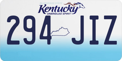 KY license plate 294JIZ