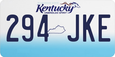 KY license plate 294JKE