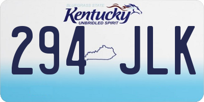 KY license plate 294JLK