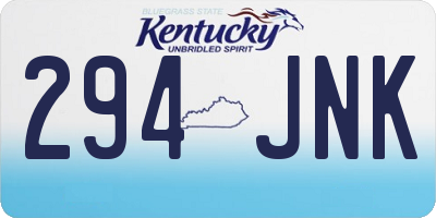 KY license plate 294JNK