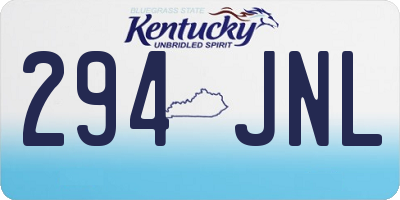 KY license plate 294JNL
